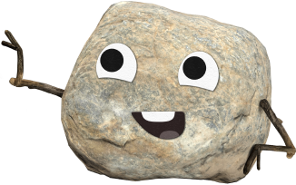 a draw of a happy stone pointing the contact form